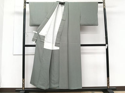平和屋着物■上質な色無地　灰汁色　正絹　逸品　CABD3144xi