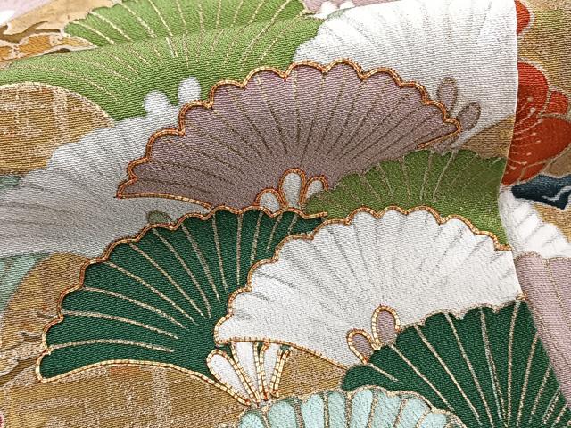 平和屋着物■豪華黒留袖　駒刺繍　尾長鳥枝松梅文　金彩　正絹　逸品　CABD3152xi