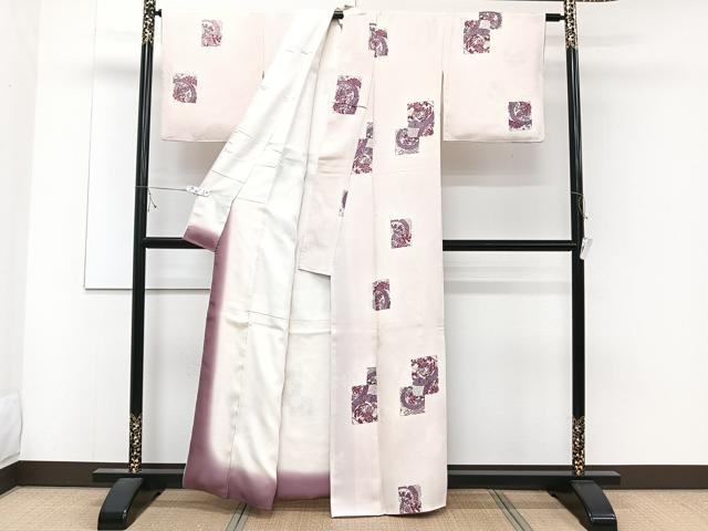 平和屋着物■上質な小紋 破れ色紙松花蝶文 暈し染め 正絹 逸品 CABD3153xi