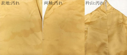 平和屋着物■上質な色無地 雲重ね地紋 萱草色 正絹 逸品 CABD3154xi