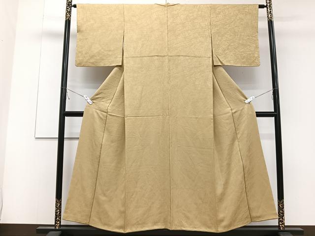 平和屋着物■上質な色無地 幾何学地紋 枯色 正絹 逸品 CABD3155xi