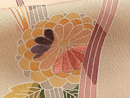 平和屋着物■訪問着 刺繍 草花文 正絹 逸品 CABD3157xi