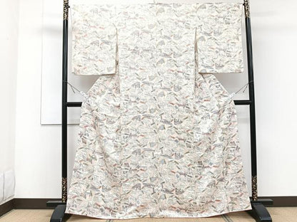 平和屋着物■上質な小紋　絵巻風景文　正絹　逸品　CABD3166xi