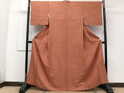 平和屋着物■上質な色無地　流水地紋　黄櫨染色　正絹　逸品　CABD3184xi
