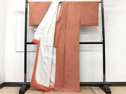平和屋着物■上質な色無地　流水地紋　黄櫨染色　正絹　逸品　CABD3184xi