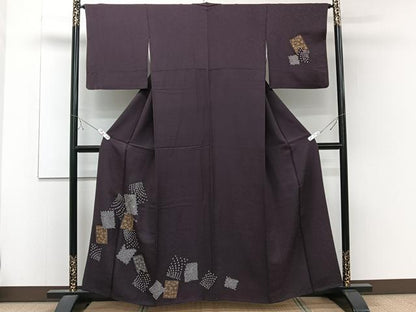 平和屋着物■訪問着　絞り　刺繍　破れ地紙花文　金銀彩　正絹　逸品　CABD3186xi