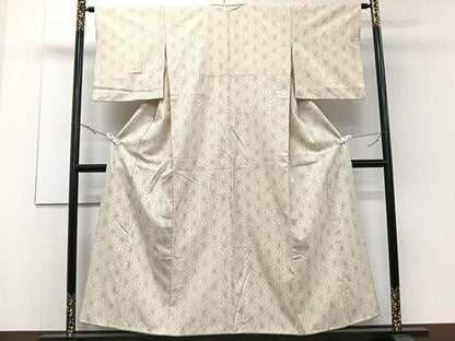 平和屋着物■上質な紬 麻の葉文様 正絹 逸品 CABD3187xi