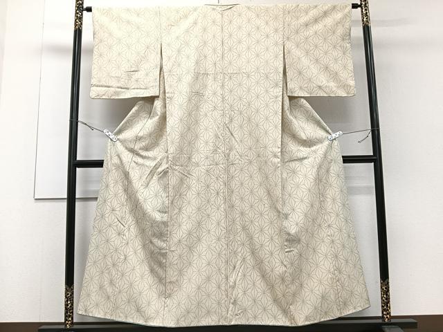 平和屋着物■上質な紬 麻の葉文様 正絹 逸品 CABD3187xi