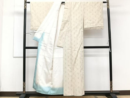 平和屋着物■上質な紬 麻の葉文様 正絹 逸品 CABD3187xi