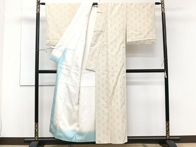 平和屋着物■上質な紬 麻の葉文様 正絹 逸品 CABD3187xi