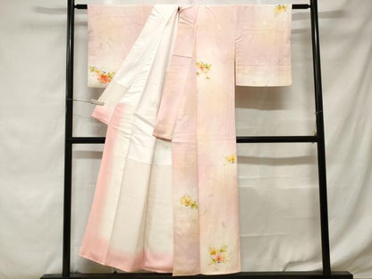 平和屋着物■上質な小紋　手描き　枝花文　暈し染め　正絹　逸品　CABD3201ev