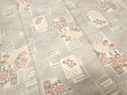 平和屋着物■上質な紬 色紙重ね花文 正絹 逸品 CABD3208ev