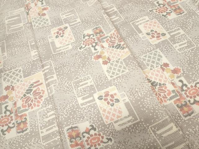 平和屋着物■上質な紬 色紙重ね花文 正絹 逸品 CABD3208ev