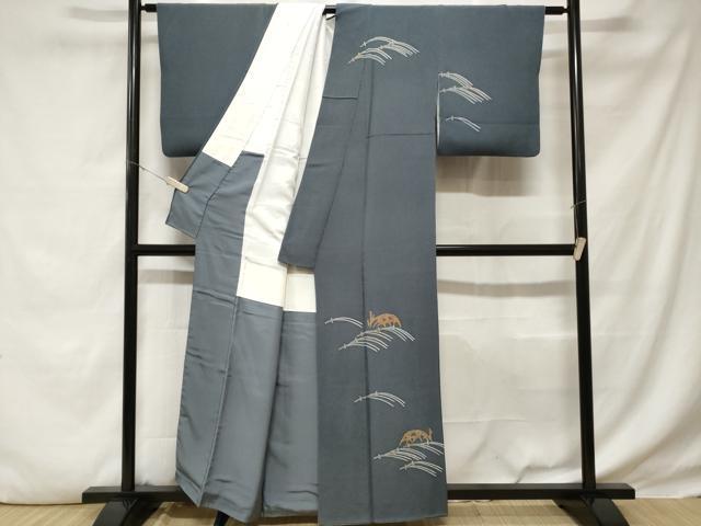 平和屋着物■訪問着　溢れ松葉文　金彩　鬼しぼ縮緬　正絹　逸品　CABD3214ev
