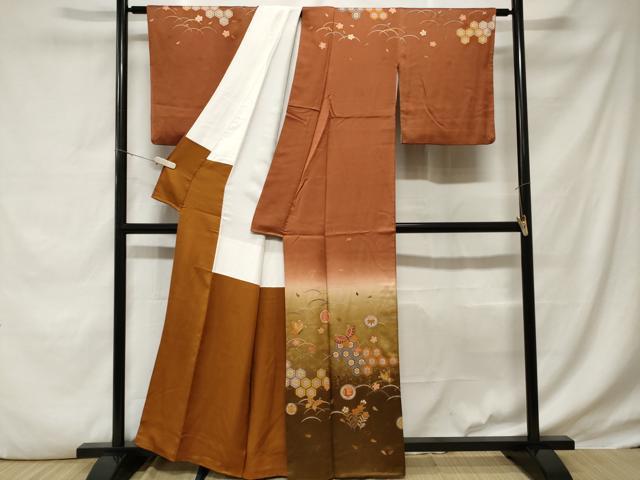 平和屋着物■訪問着　作家物　宝尽くし花蝶文　暈し染め　金彩　正絹　逸品　CABD3217ev