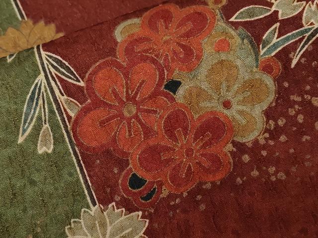 平和屋着物■上質な小紋　七宝草花間道　暈し染め　金彩　正絹　逸品　CABD3218ev
