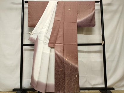 平和屋着物■訪問着　駒刺繍　花蝶文　暈し染め　金彩　正絹　逸品　未使用　CABD3233ev