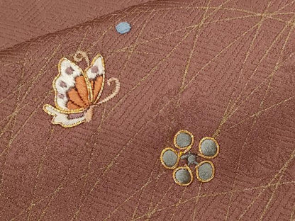平和屋着物■訪問着　駒刺繍　花蝶文　暈し染め　金彩　正絹　逸品　未使用　CABD3233ev