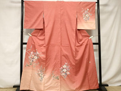 平和屋着物■訪問着 作家物 紬地 枝花文 金彩 正絹 逸品 CABD3240ev