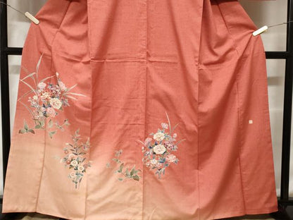 平和屋着物■訪問着 作家物 紬地 枝花文 金彩 正絹 逸品 CABD3240ev