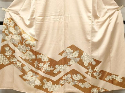 平和屋着物■豪華色留袖 駒刺繍 吉祥枝花文 金彩 正絹 逸品 CABD3244ev