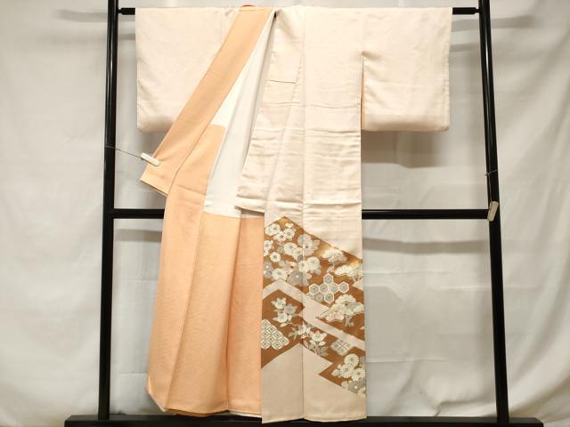 平和屋着物■豪華色留袖 駒刺繍 吉祥枝花文 金彩 正絹 逸品 CABD3244ev