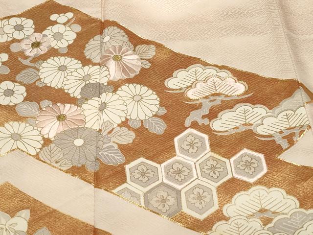 平和屋着物■豪華色留袖 駒刺繍 吉祥枝花文 金彩 正絹 逸品 CABD3244ev