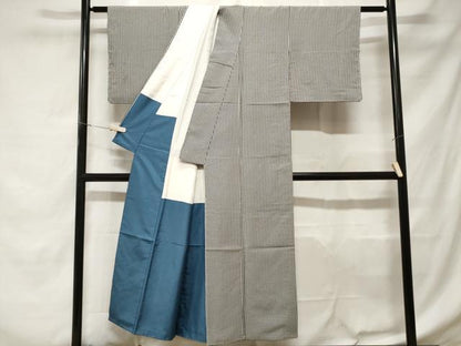 平和屋着物■上質なお召 格子 正絹 逸品 CABD3246ev