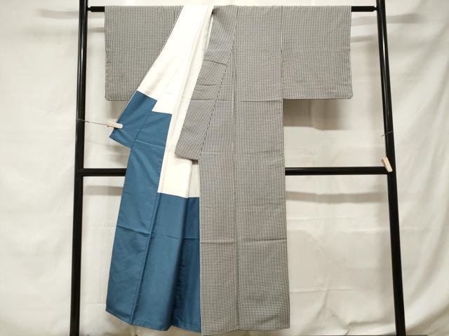 平和屋着物■上質なお召 格子 正絹 逸品 CABD3246ev