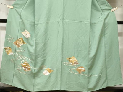 平和屋着物■訪問着　駒刺繍　色紙風景文　金彩　正絹　逸品　CABD3260ev