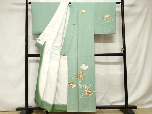 平和屋着物■訪問着　駒刺繍　色紙風景文　金彩　正絹　逸品　CABD3260ev