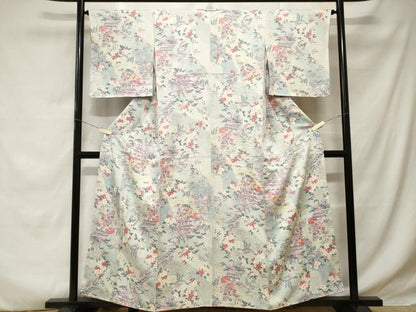 平和屋着物■上質な小紋　道長文箱風景文　金彩　正絹　逸品　CABD3269ev
