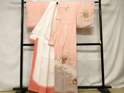 平和屋着物■訪問着　扇面花車文　暈し染め　金彩　正絹　逸品　CABD3270ev