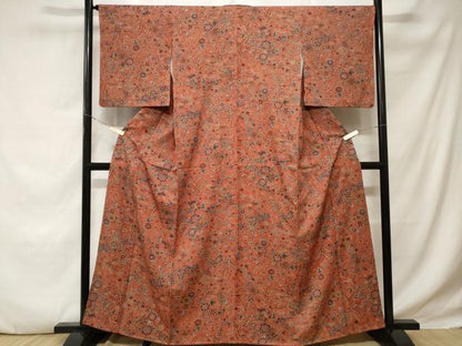 平和屋着物■上質な小紋　花唐草文　金彩　正絹　逸品　CABD3279ev