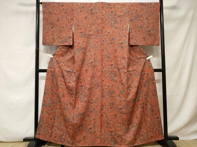 平和屋着物■上質な小紋　花唐草文　金彩　正絹　逸品　CABD3279ev