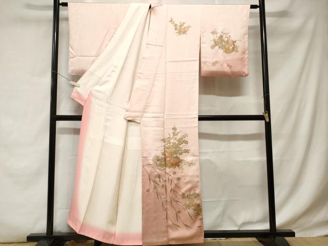平和屋着物■訪問着　枝花文　花籠文　暈し染め　金銀彩　正絹　逸品　CABD3280ev