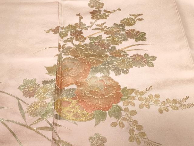平和屋着物■訪問着　枝花文　花籠文　暈し染め　金銀彩　正絹　逸品　CABD3280ev