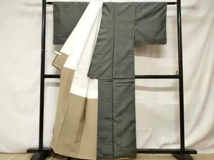 平和屋着物■上質な紬 幾何学文 正絹 逸品 未使用 CABD3292ev