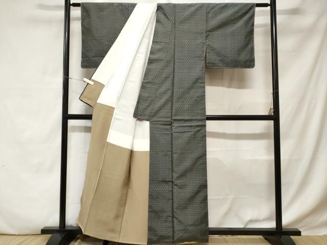 平和屋着物■上質な紬 幾何学文 正絹 逸品 未使用 CABD3292ev