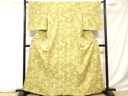 平和屋着物■上質な小紋　扇面草花文　正絹　逸品　CABD3320ev