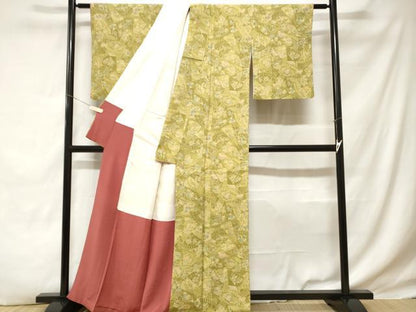 平和屋着物■上質な小紋　扇面草花文　正絹　逸品　CABD3320ev