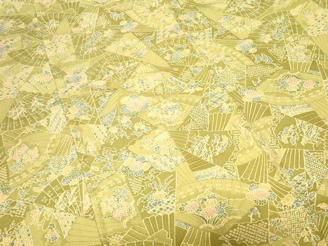 平和屋着物■上質な小紋　扇面草花文　正絹　逸品　CABD3320ev
