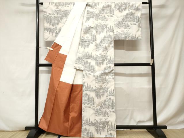 平和屋着物■上質な紬　風景文　正絹　逸品　CABD3334ev