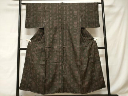 平和屋着物■上質な紬　草花間道　正絹　逸品　CABD3339ev