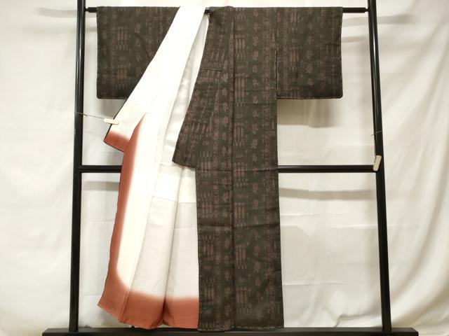平和屋着物■上質な紬　草花間道　正絹　逸品　CABD3339ev