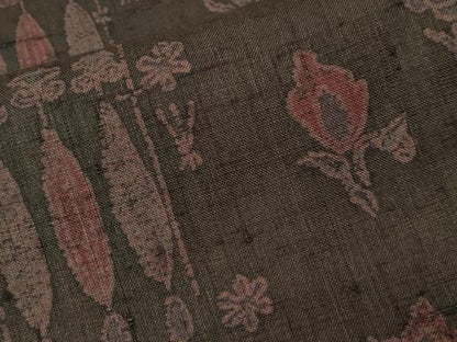 平和屋着物■上質な紬　草花間道　正絹　逸品　CABD3339ev