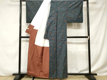 平和屋着物■上質な紬　枝花文　正絹　逸品　未使用　CABD3357ev