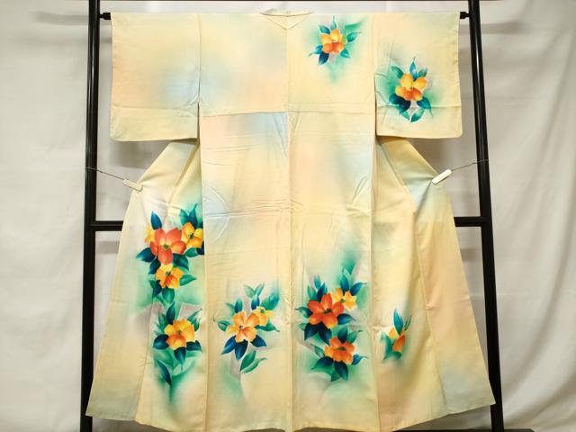 平和屋着物■訪問着　草花文　暈し染め　正絹　逸品　CABD3358ev