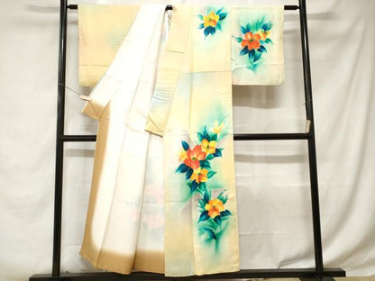 平和屋着物■訪問着　草花文　暈し染め　正絹　逸品　CABD3358ev