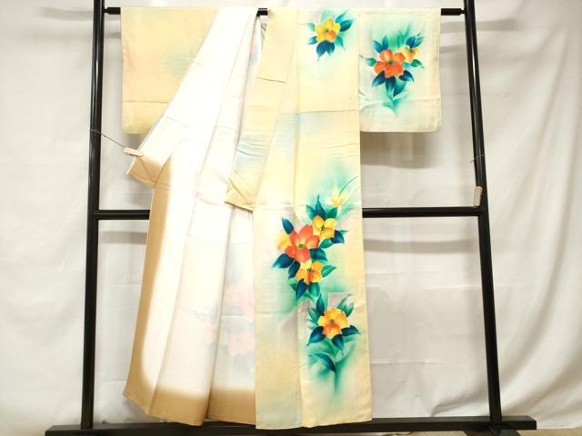 平和屋着物■訪問着　草花文　暈し染め　正絹　逸品　CABD3358ev